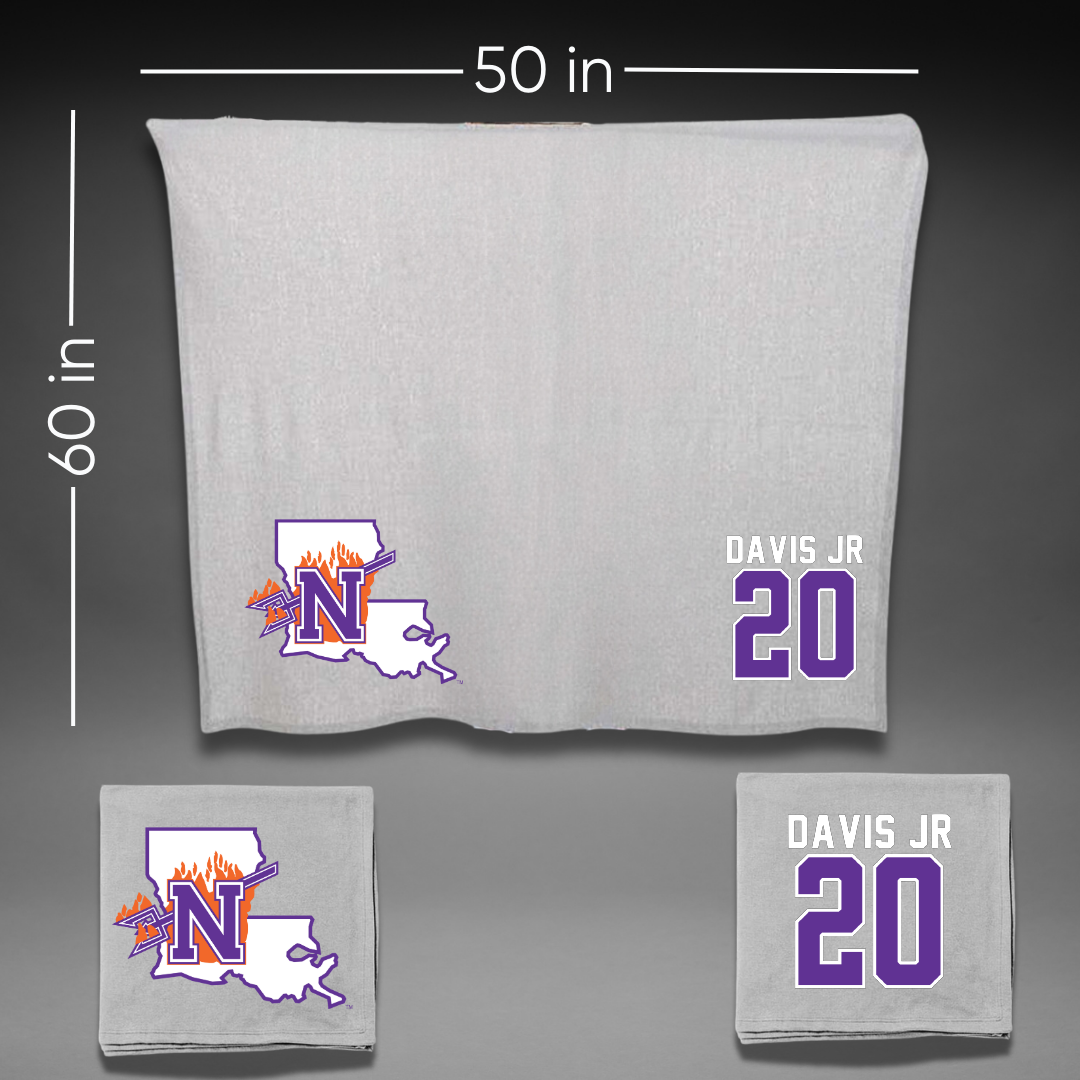 Northwestern State University Football Gray Blanket - #20 Kevin Davis Jr