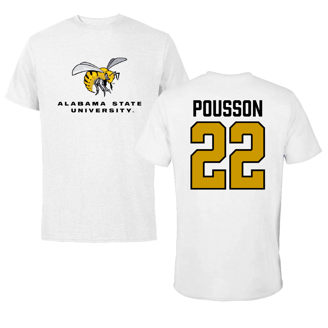 Alabama State University Softball White Performance Tee - #22 Kohanna Pousson