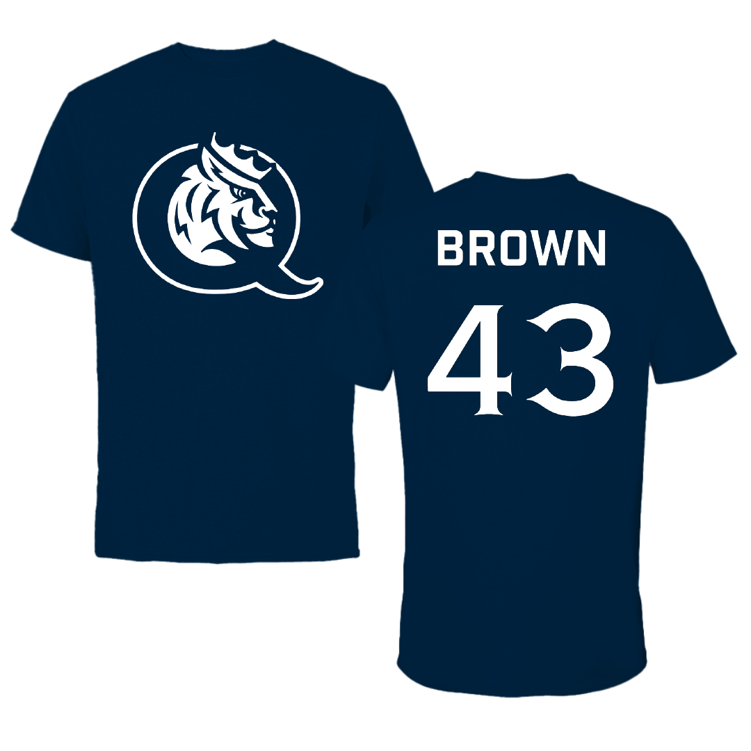 Queens University of Charlotte Lacrosse Navy Mascot Performance Tee - #43 Will Brown