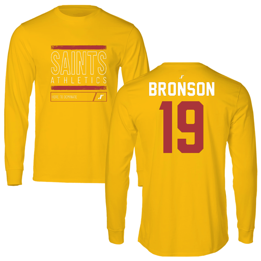Flagler College Baseball Gold Dominate Long Sleeve - #19 Broc Bronson