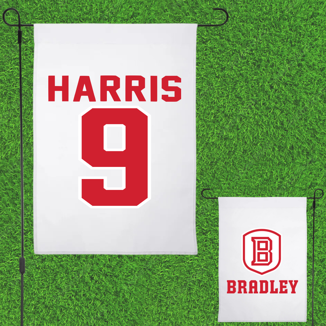 Bradley University Baseball White Garden Flag - #9 Easton Harris