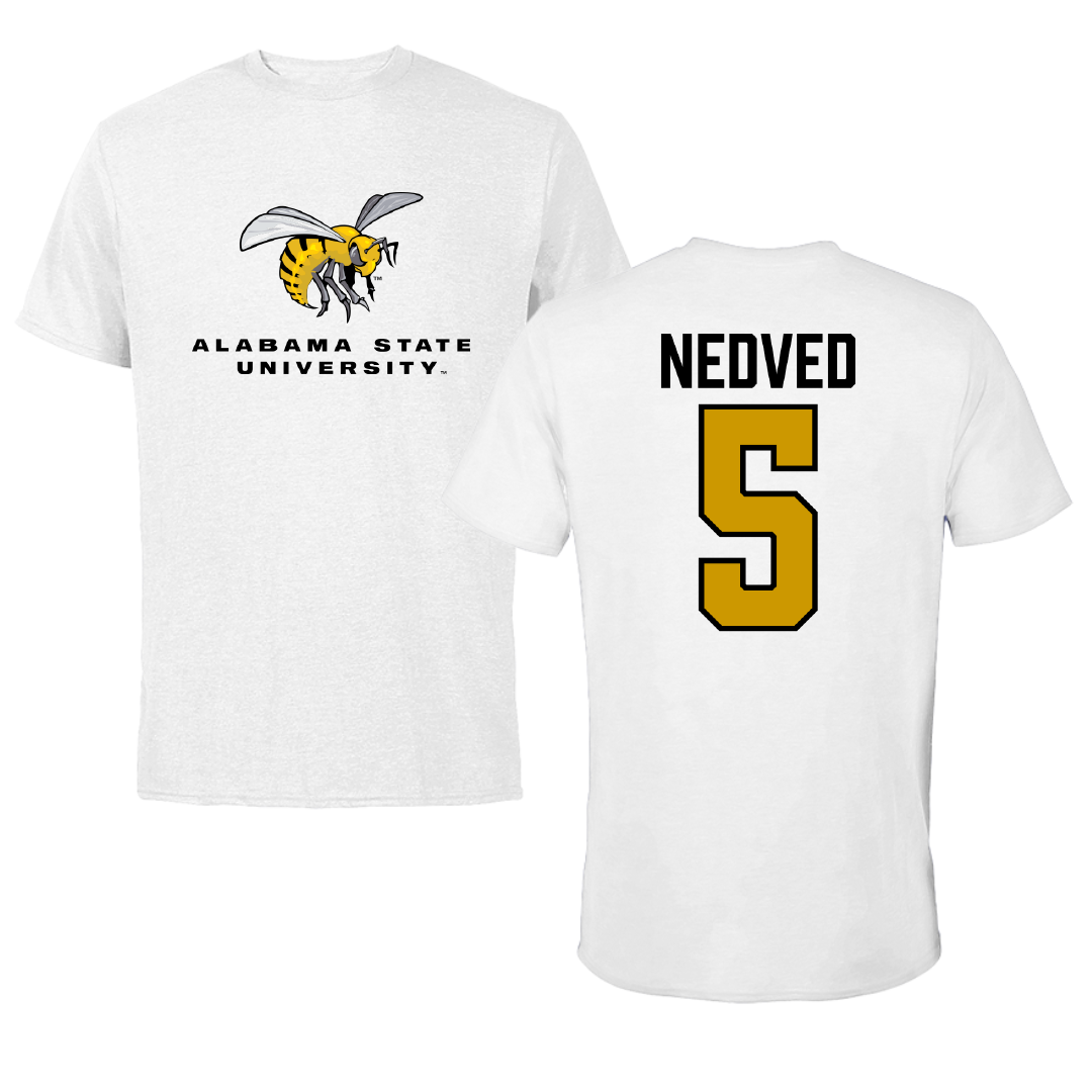 Alabama State University Soccer White Performance Tee - #5 Katherine Nedved