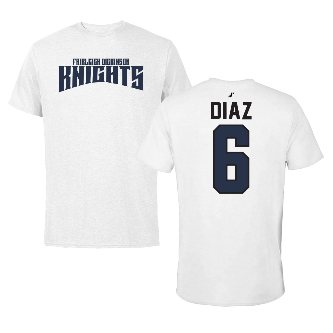 Fairleigh Dickinson University-Metropolitan Campus Volleyball White Classic Tee - #6 Diego Diaz