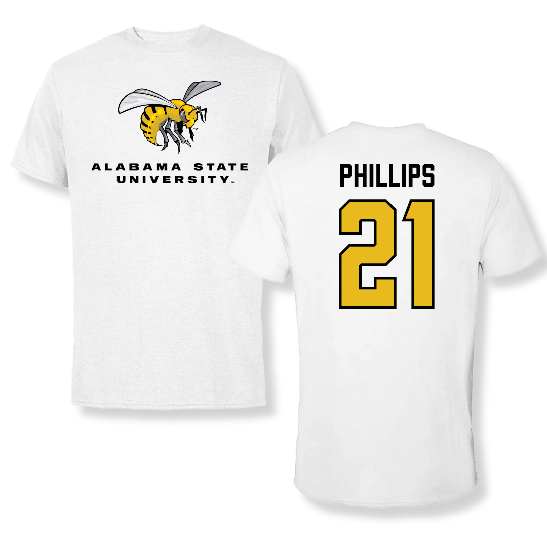 Alabama State University Football White Tee - #21 Tre Phillips