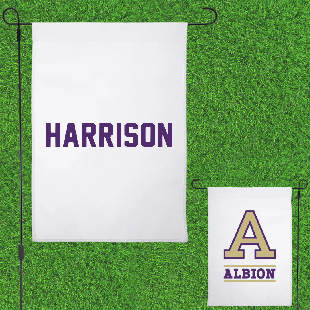 Albion College Wrestling White Garden Flag - Demond Harrison