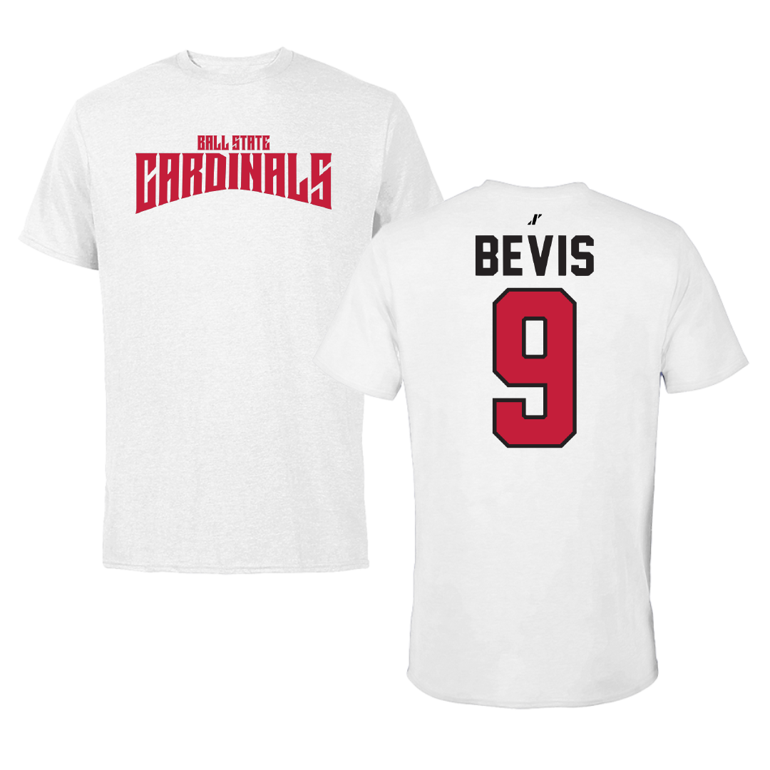 Ball State University Baseball White Classic Tee - #9 Blake Bevis