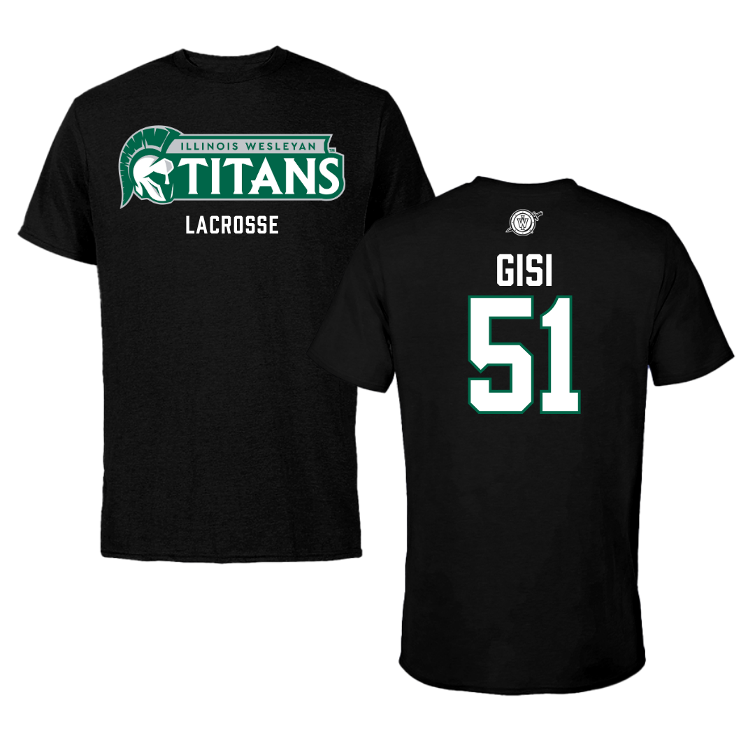 Illinois Wesleyan University Lacrosse Black Performance Tee - #51 Jake Gisi
