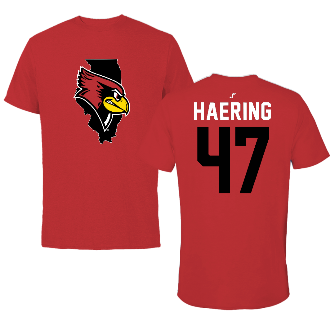 Illinois State University Football Red State Performance Tee - #47 Mark Haering