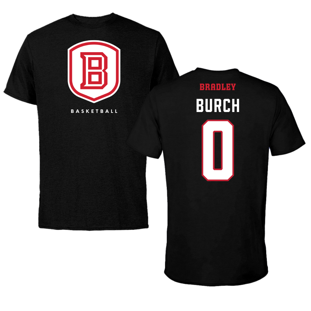 Bradley University Basketball Black Shield Performance Tee - #0 Demarion Burch