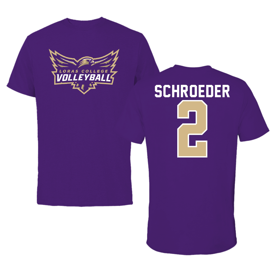 Loras College Volleyball Purple Volleyball Performance Tee - #2 Elaina Schroeder