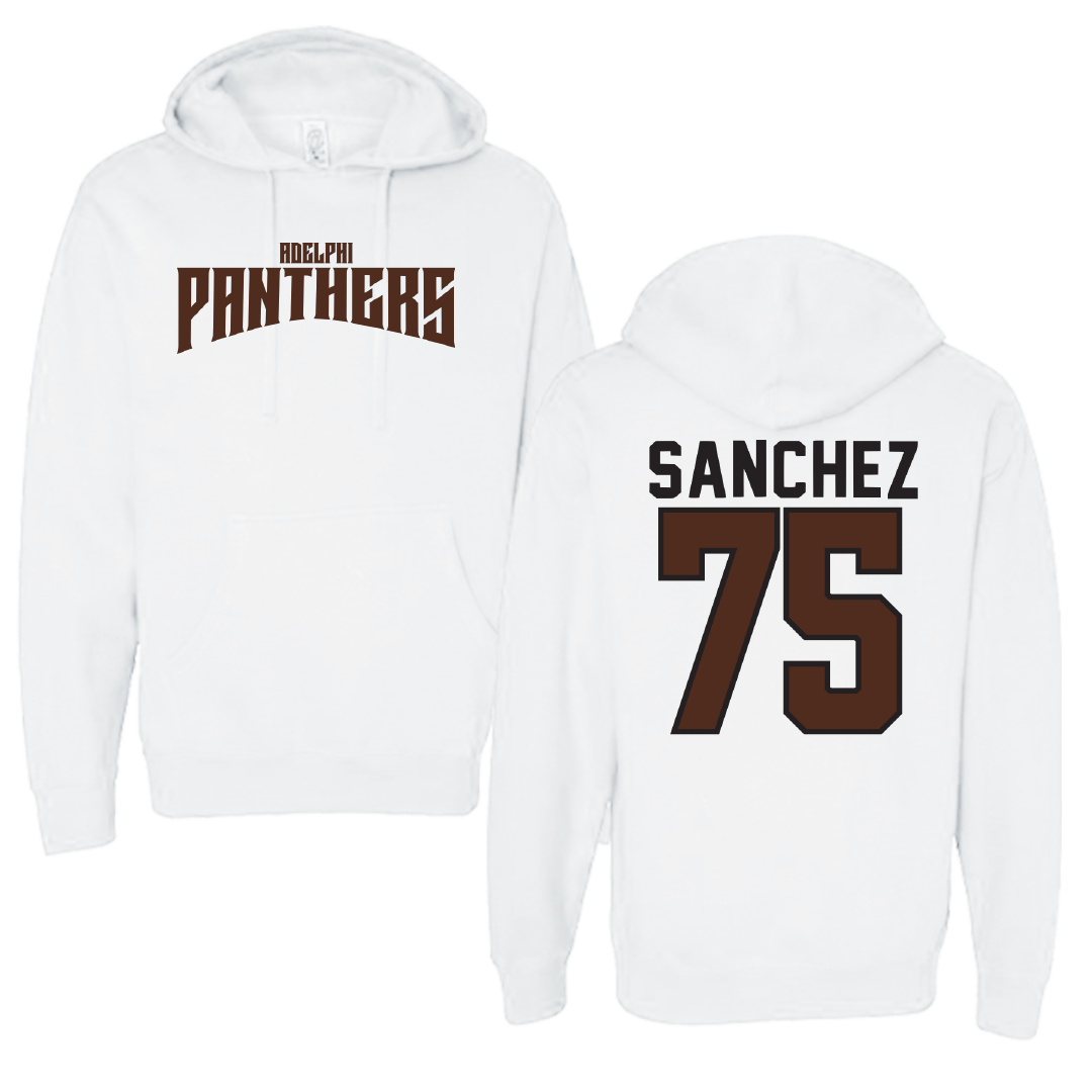 Adelphi University Bowling White Classic Hoodie - #75 Jillian Sanchez