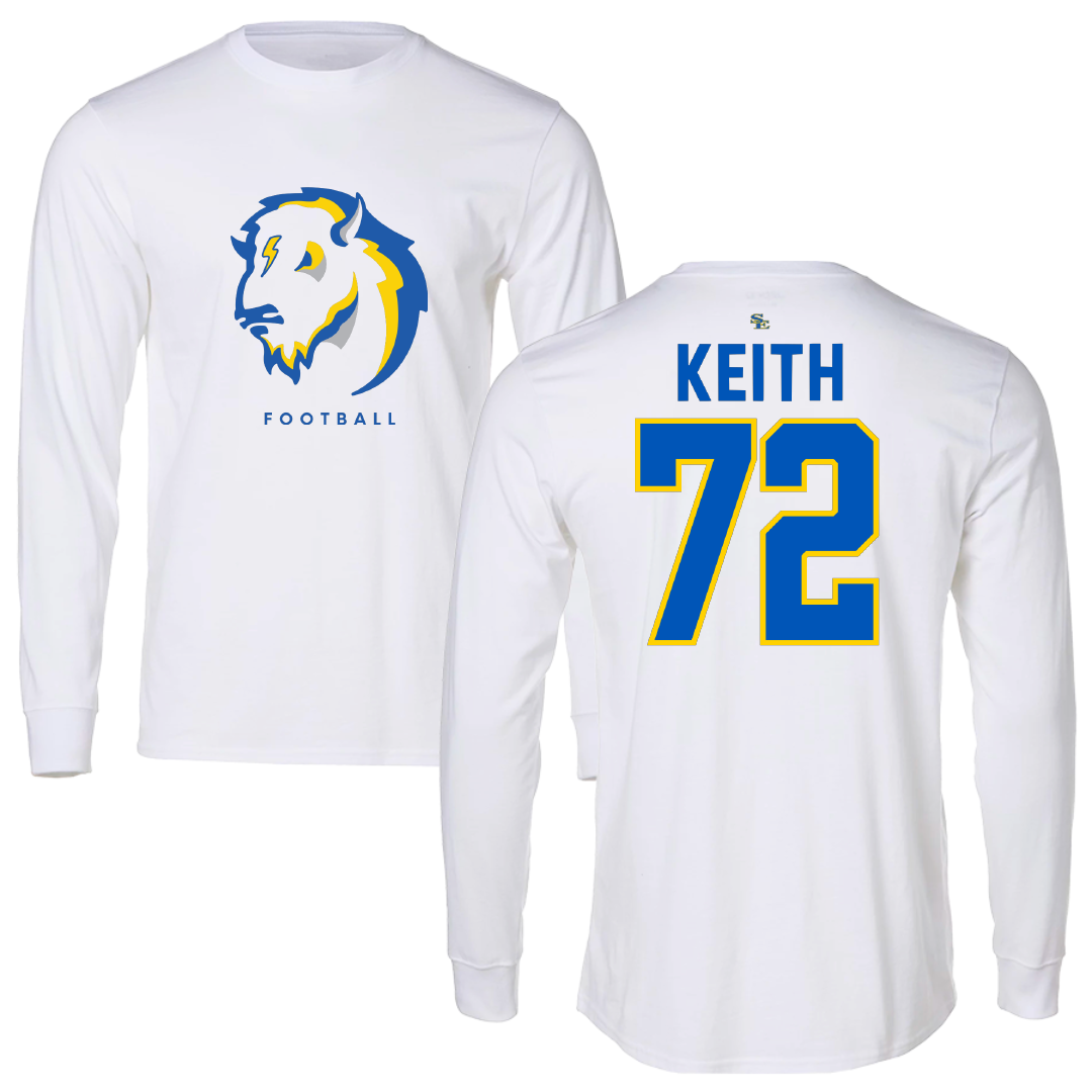 Southeastern Oklahoma State University Football White Performance Long Sleeve - #72 Garrett Keith