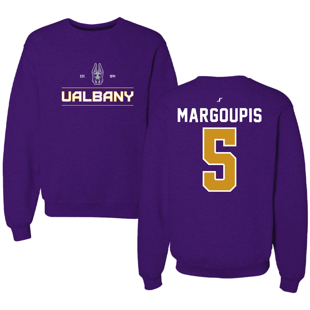 University at Albany Basketball Purple General Crewneck - #5 Jack Margoupis