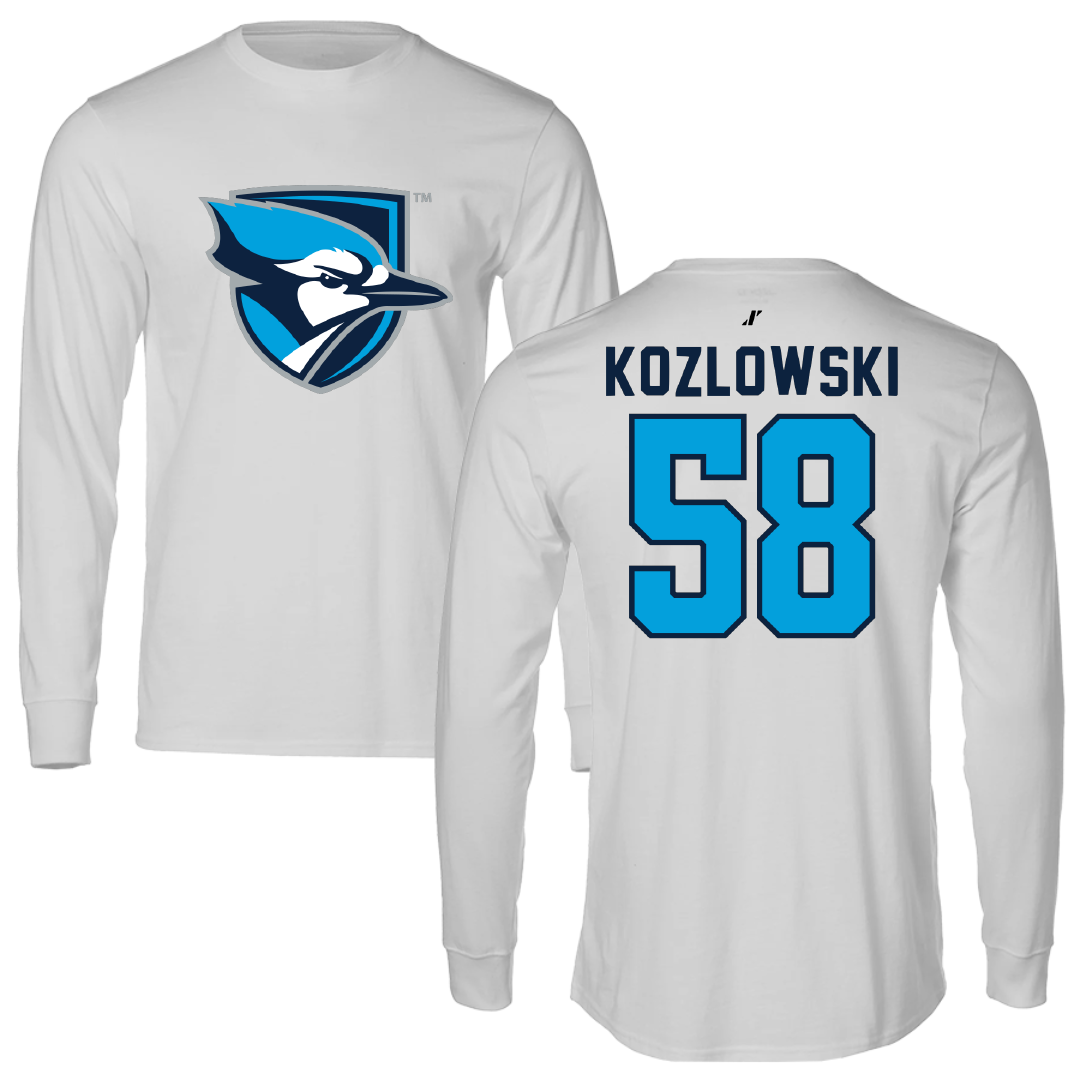 Elmhurst University Football Light Gray Long Sleeve - #58 Nick Kozlowski