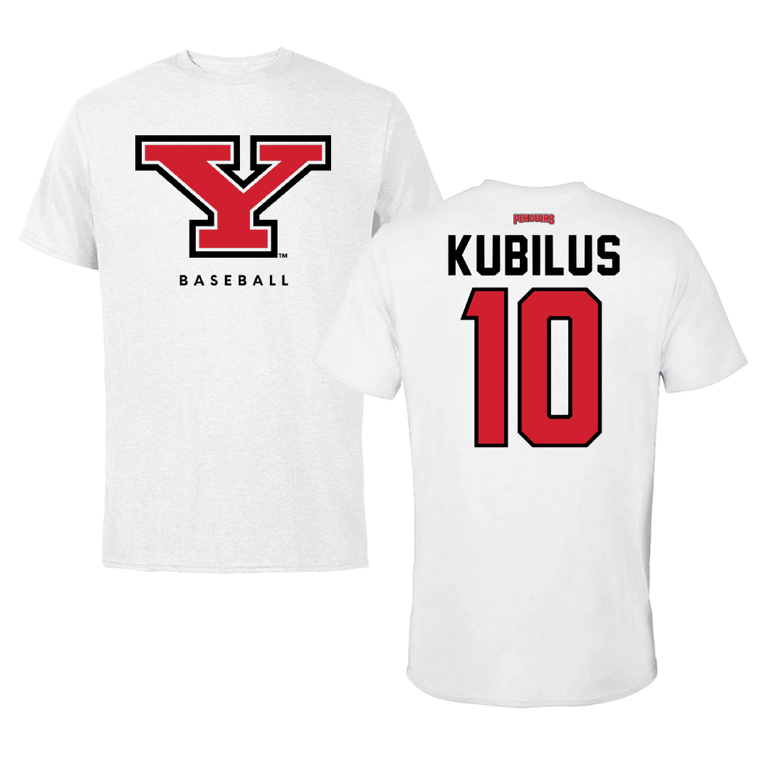 Youngstown State University Baseball White Performance Tee - #10 Nolan Kubilus