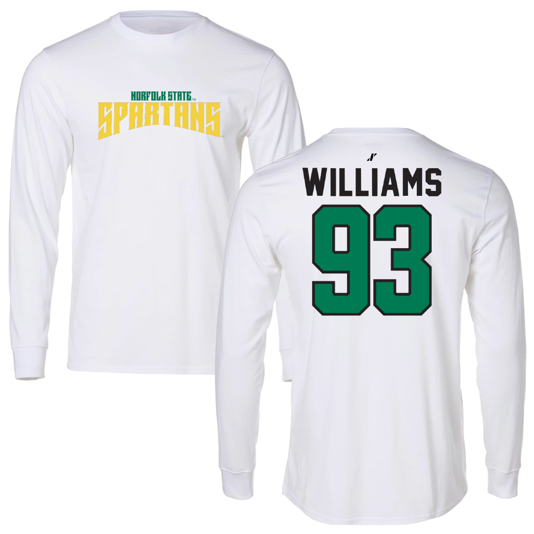 Norfolk State University Football White Classic Long Sleeve - #93 Jaylen Williams