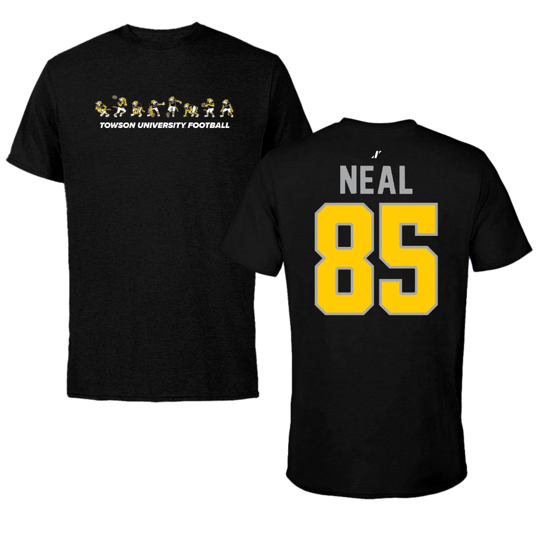 Towson University Football Black Cartoon Doc Team Performance Tee - #85 Gordon Neal