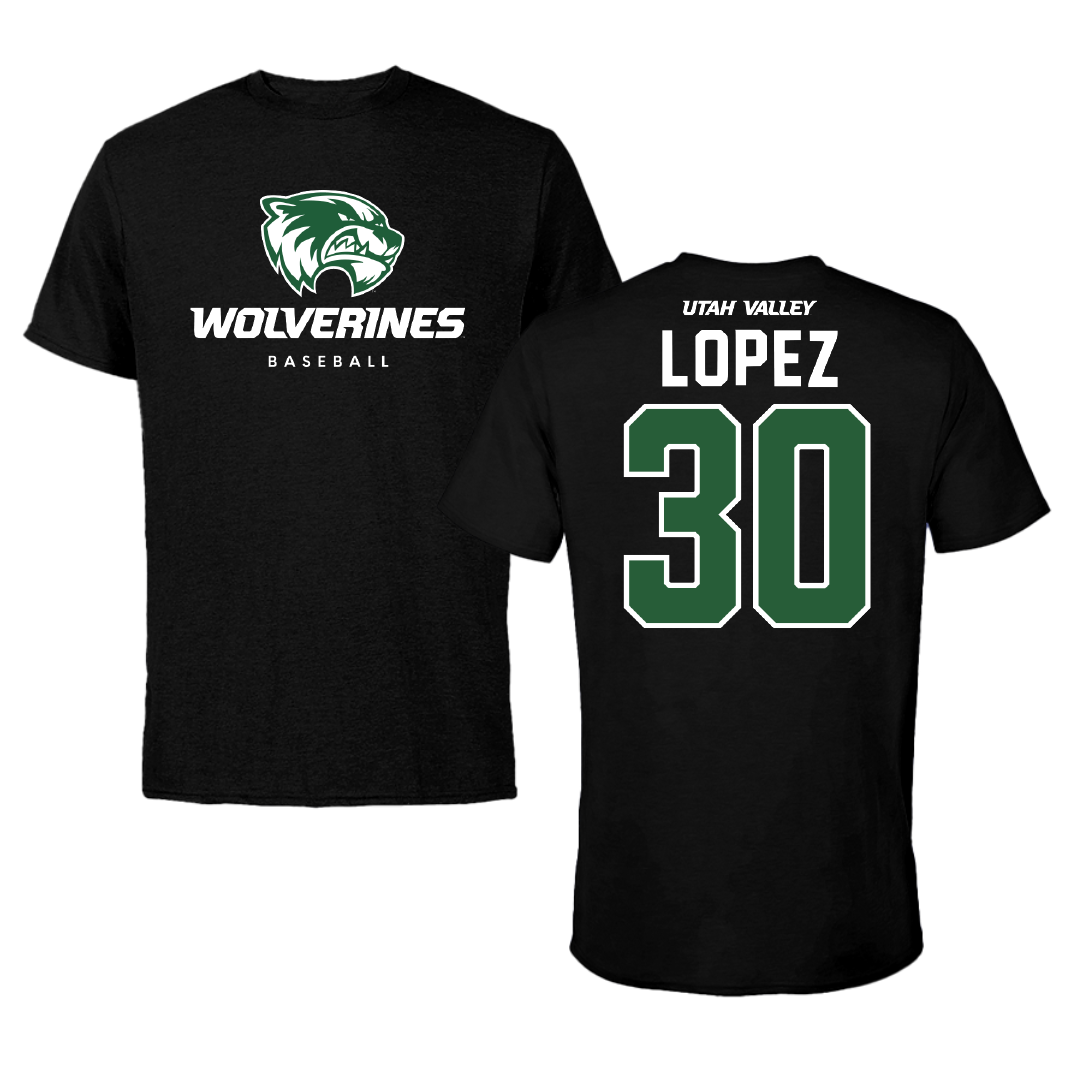Utah Valley University Baseball Black Mascot Tee - #30 Franky Lopez