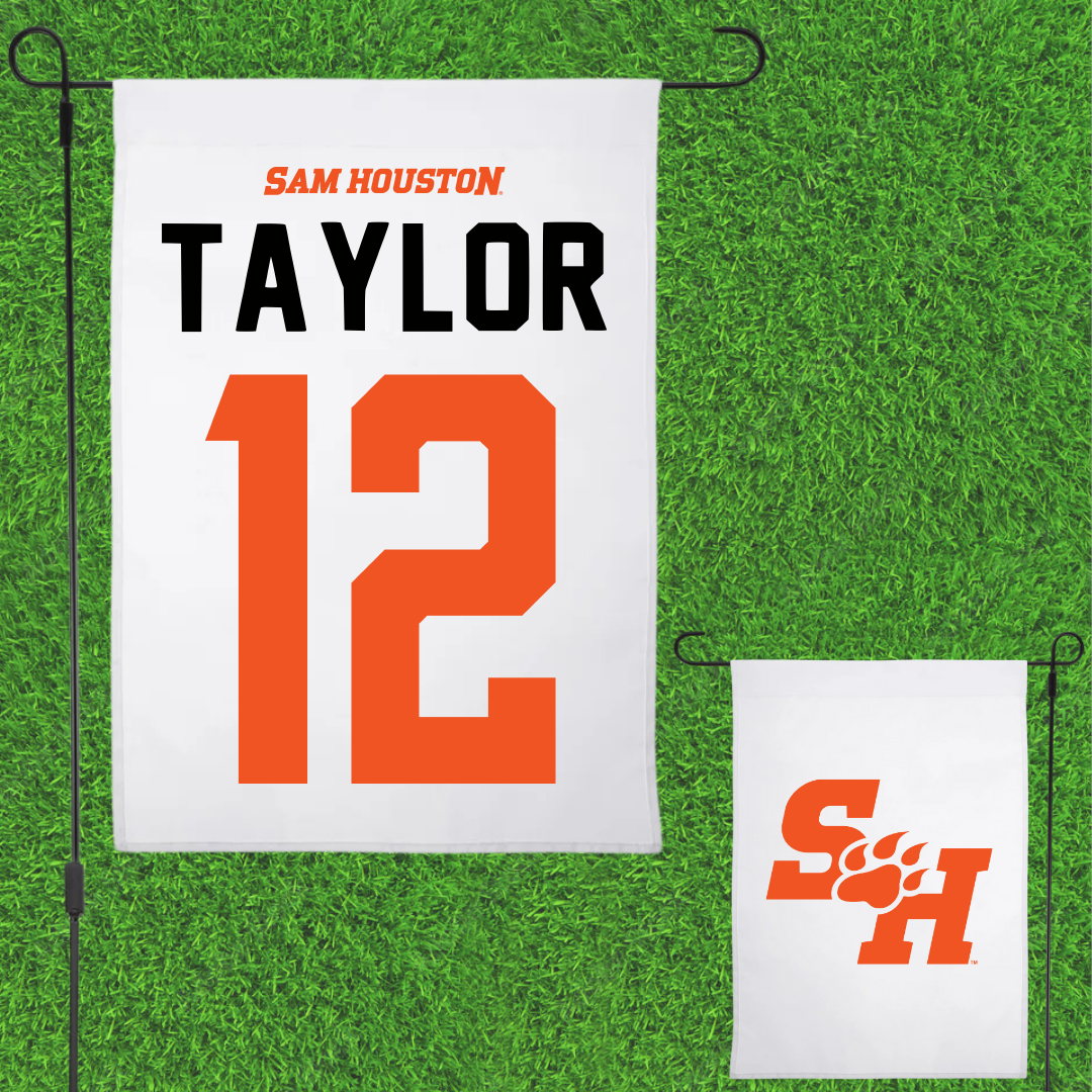 Sam Houston State University Basketball White Garden Flag - #12 Erik Taylor