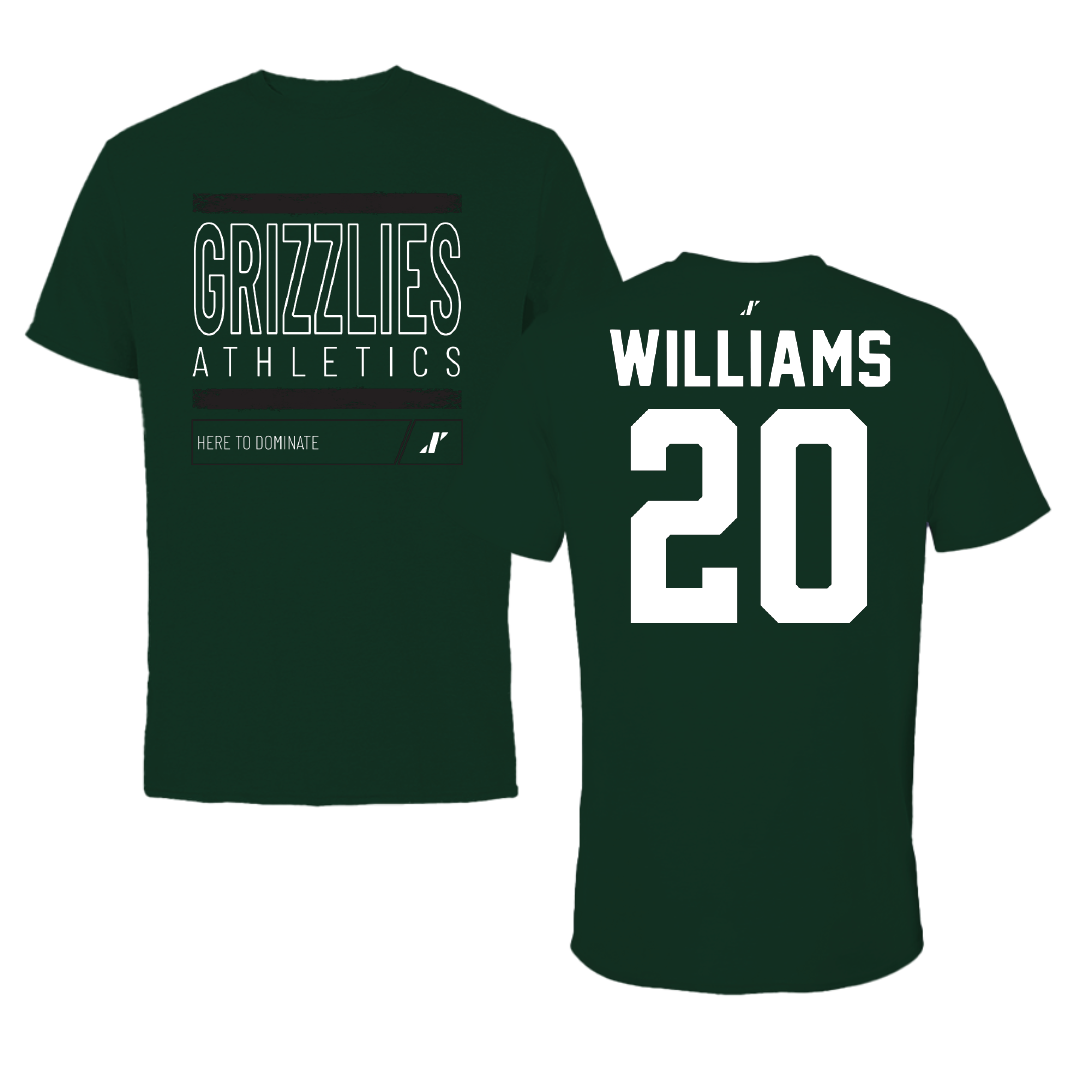 Adams State University Basketball Forest Green Dominate Tee - #20 Luke Williams