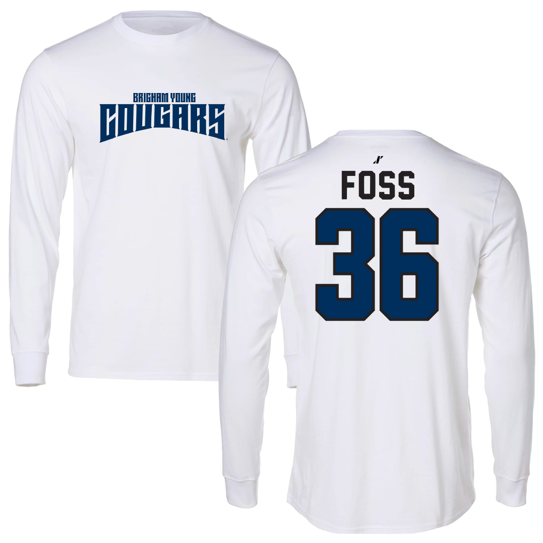 Brigham Young University Baseball White Classic Long Sleeve - #36 Carter Foss