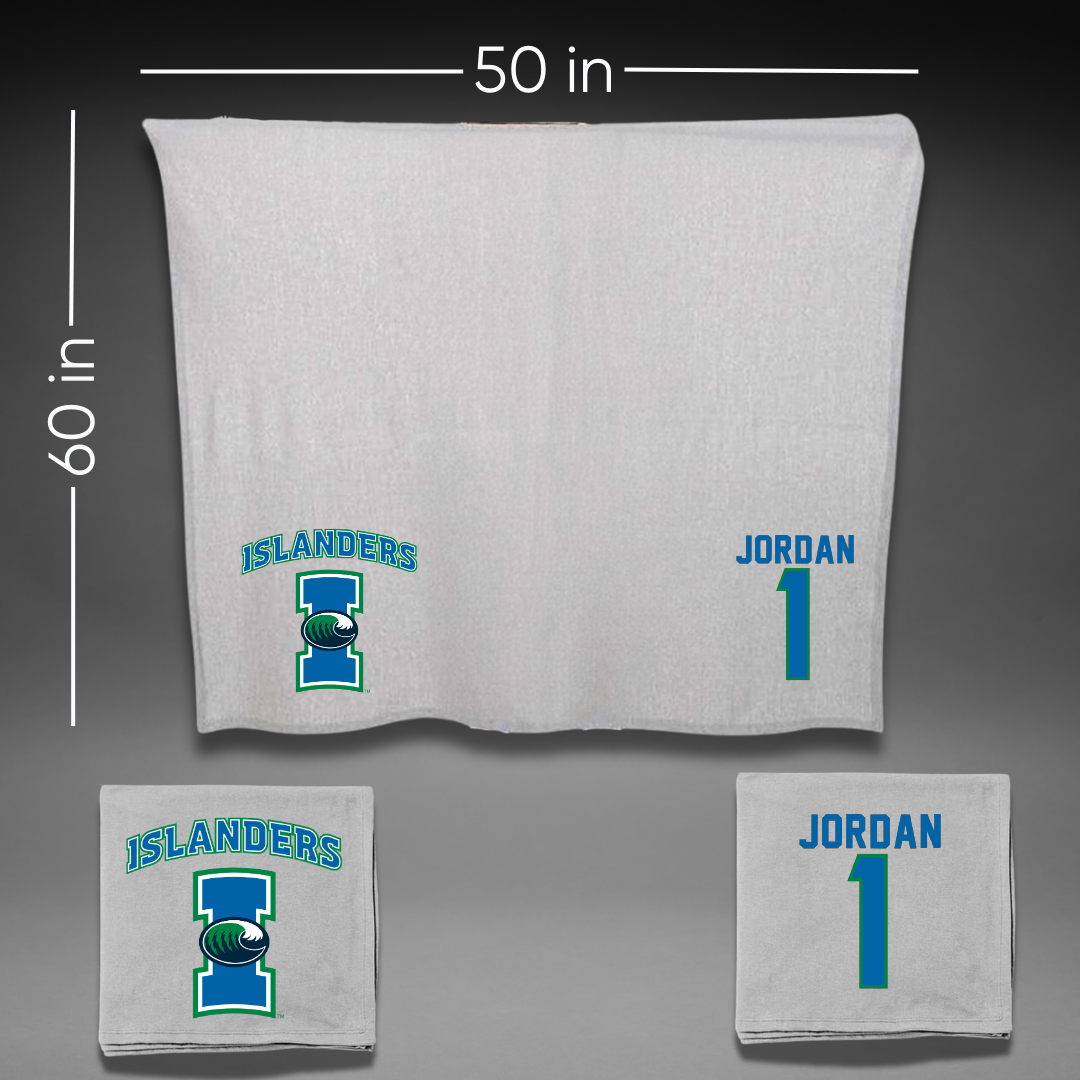 Texas A&M University-Corpus Christi Beach Volleyball Gray Blanket - #1 Raven Jordan