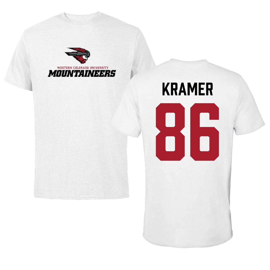Western Colorado University Football White Tee - #86 Blake Kramer
