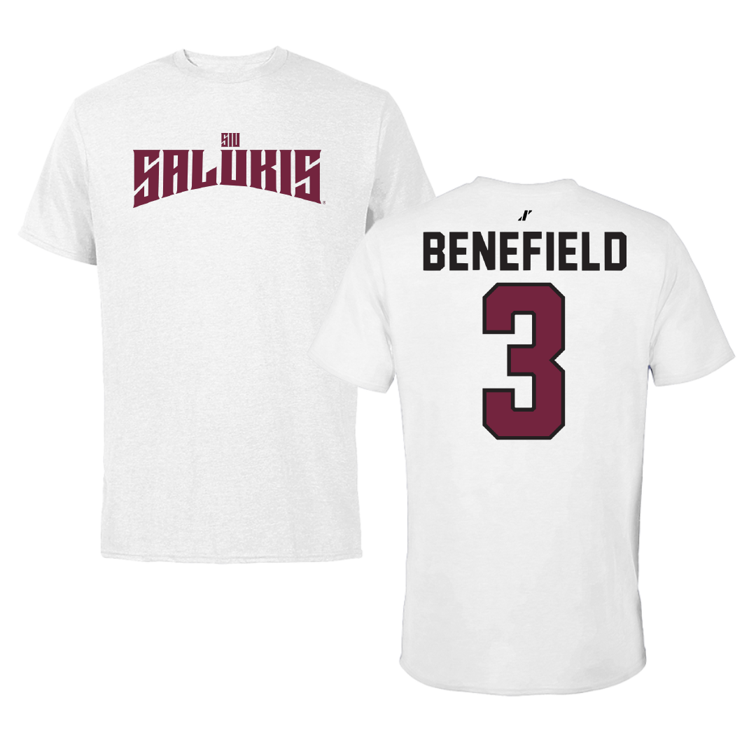 Southern Illinois University at Carbondale Football White Classic Performance Tee - #3 Jaelin Benefield