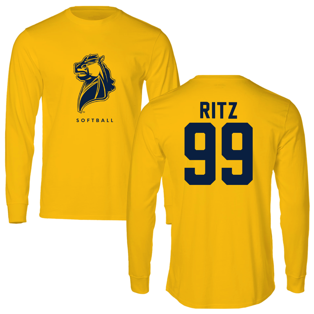 University of Central Oklahoma Softball Gold Performance Long Sleeve - #99 Terin Ritz