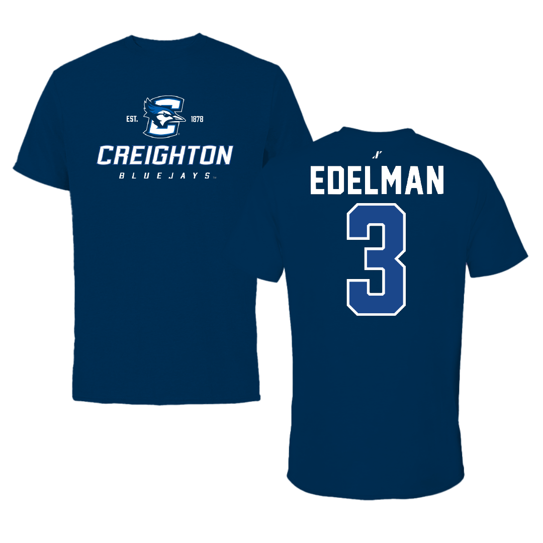 Creighton University Soccer Navy General Performance Tee - #3 Brian Edelman
