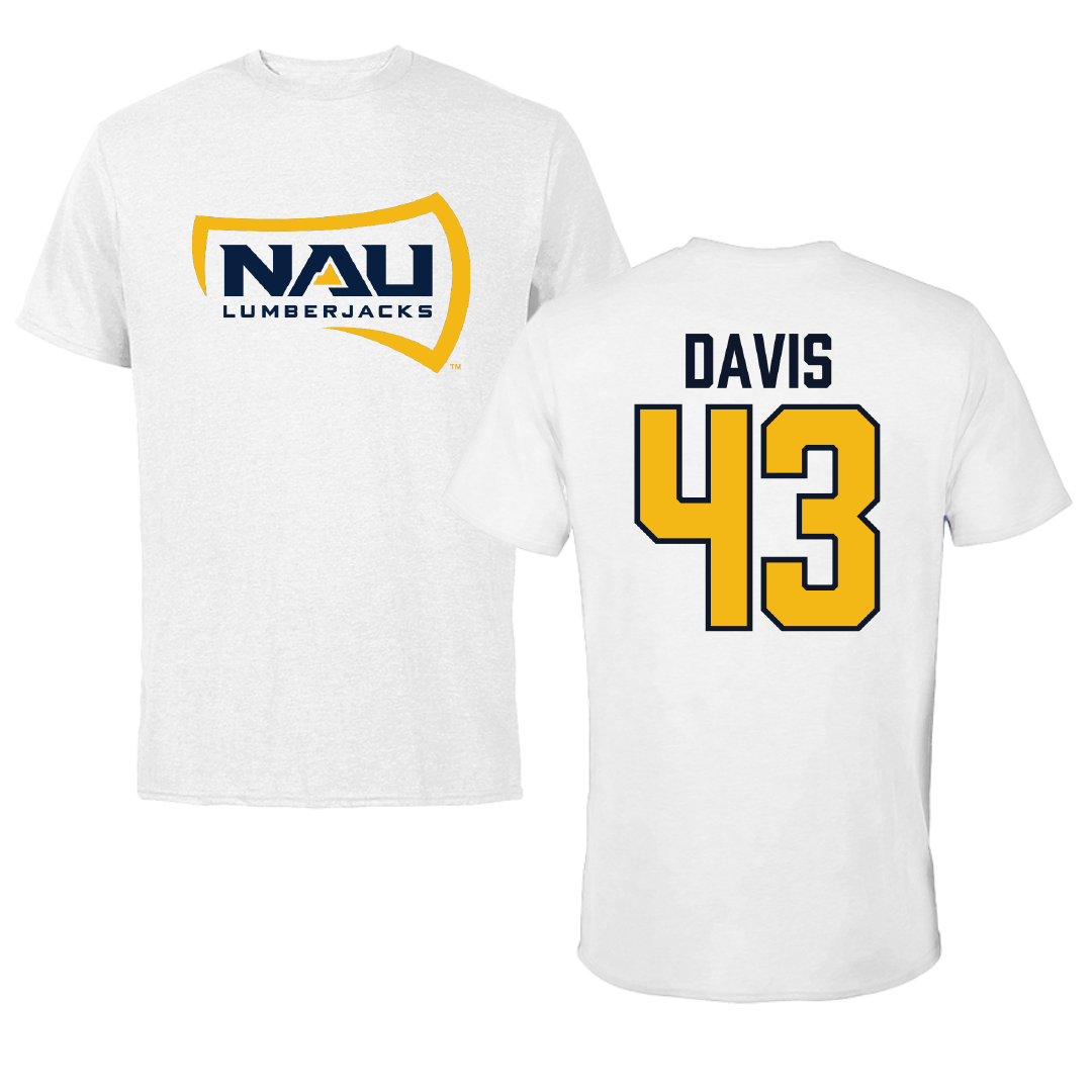 Northern Arizona University Football White Performance Tee - #43 Ramere Davis