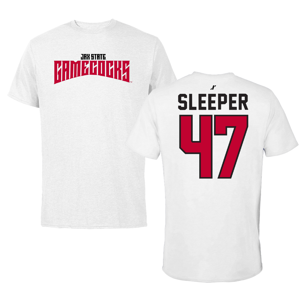 Jacksonville State University Baseball White Classics Tee - #47 Jackson Sleeper