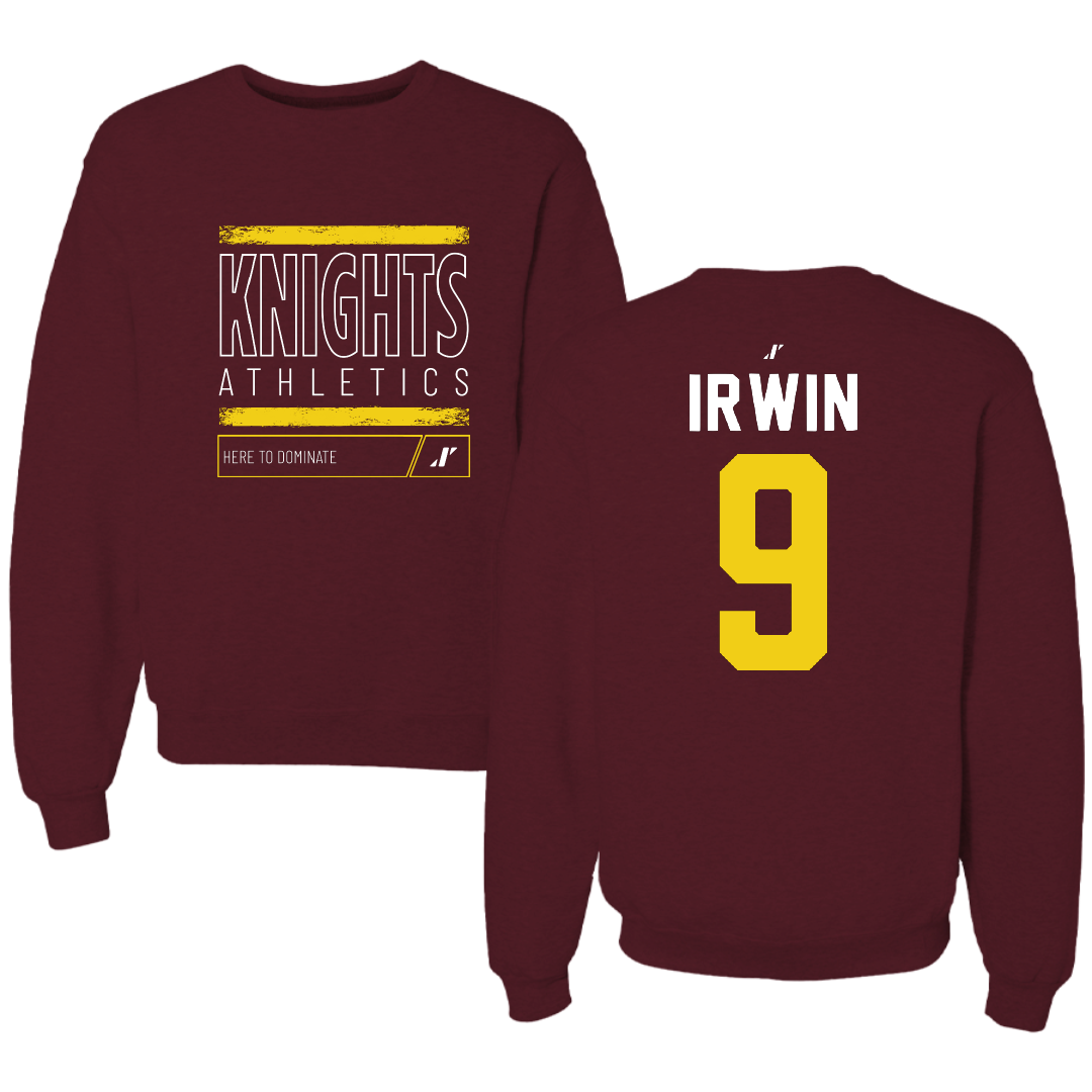 Calvin University Football Maroon Dominate Crewneck - #9 Drake Irwin