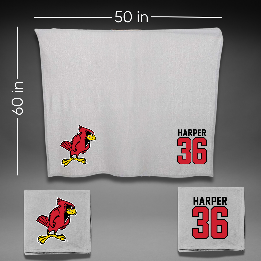 Illinois State University Baseball Gray Blanket - #36 Thomas Harper