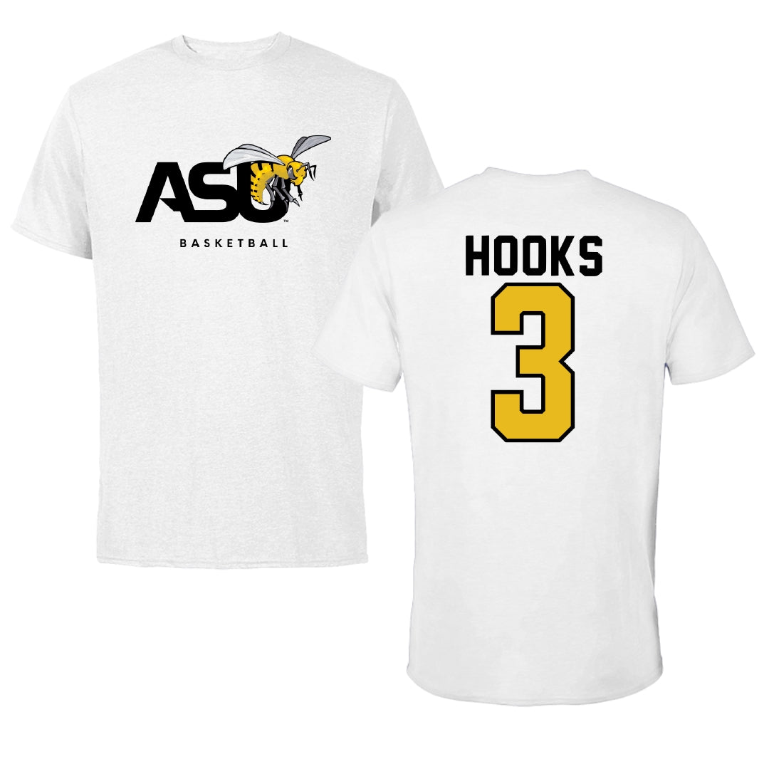 Alabama State University Basketball White ASU Performance Tee - #3 April Hooks
