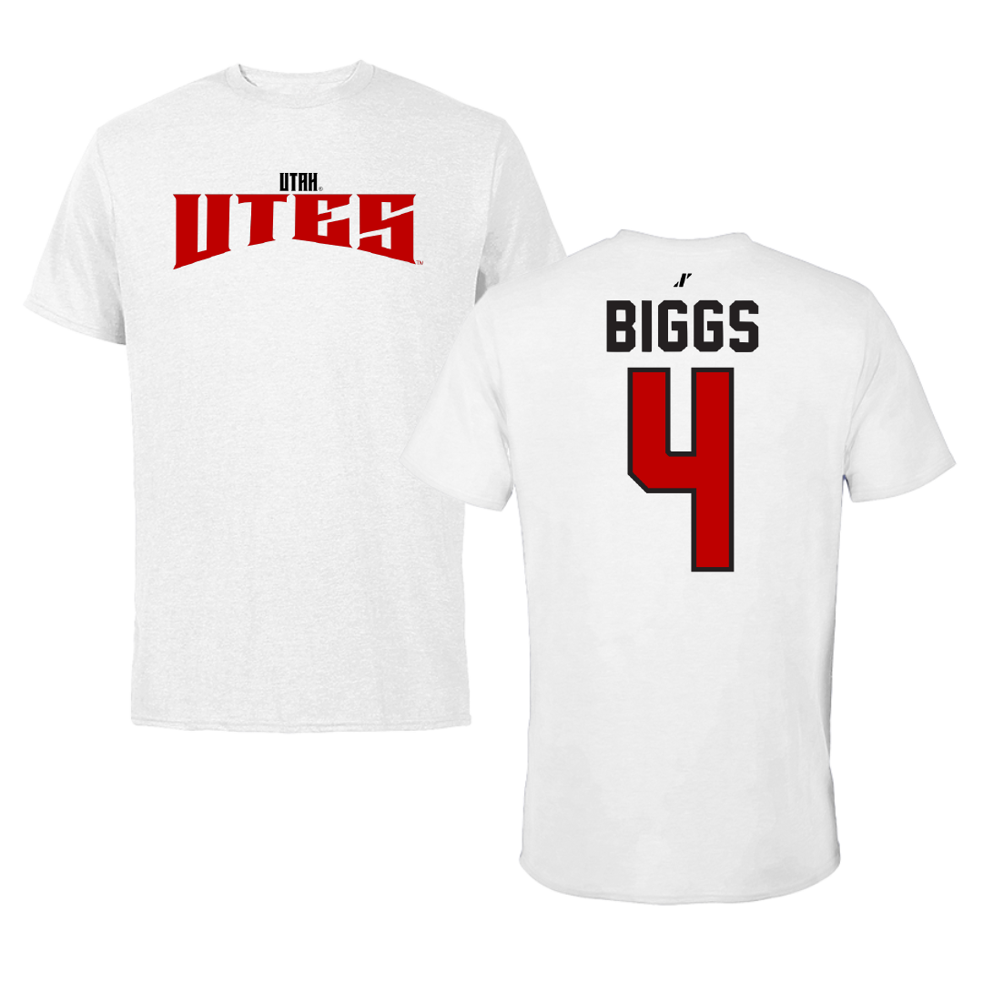 University of Utah Volleyball White Classic Tee - #4 Ella Biggs