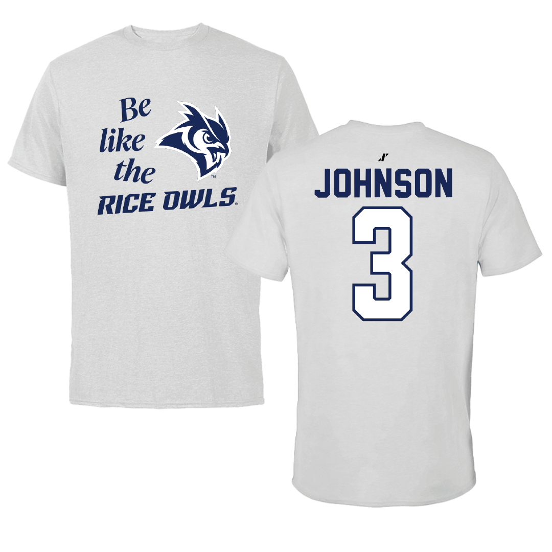 Rice University Baseball Light Gray Be Like Us Tee - #3 Max Johnson
