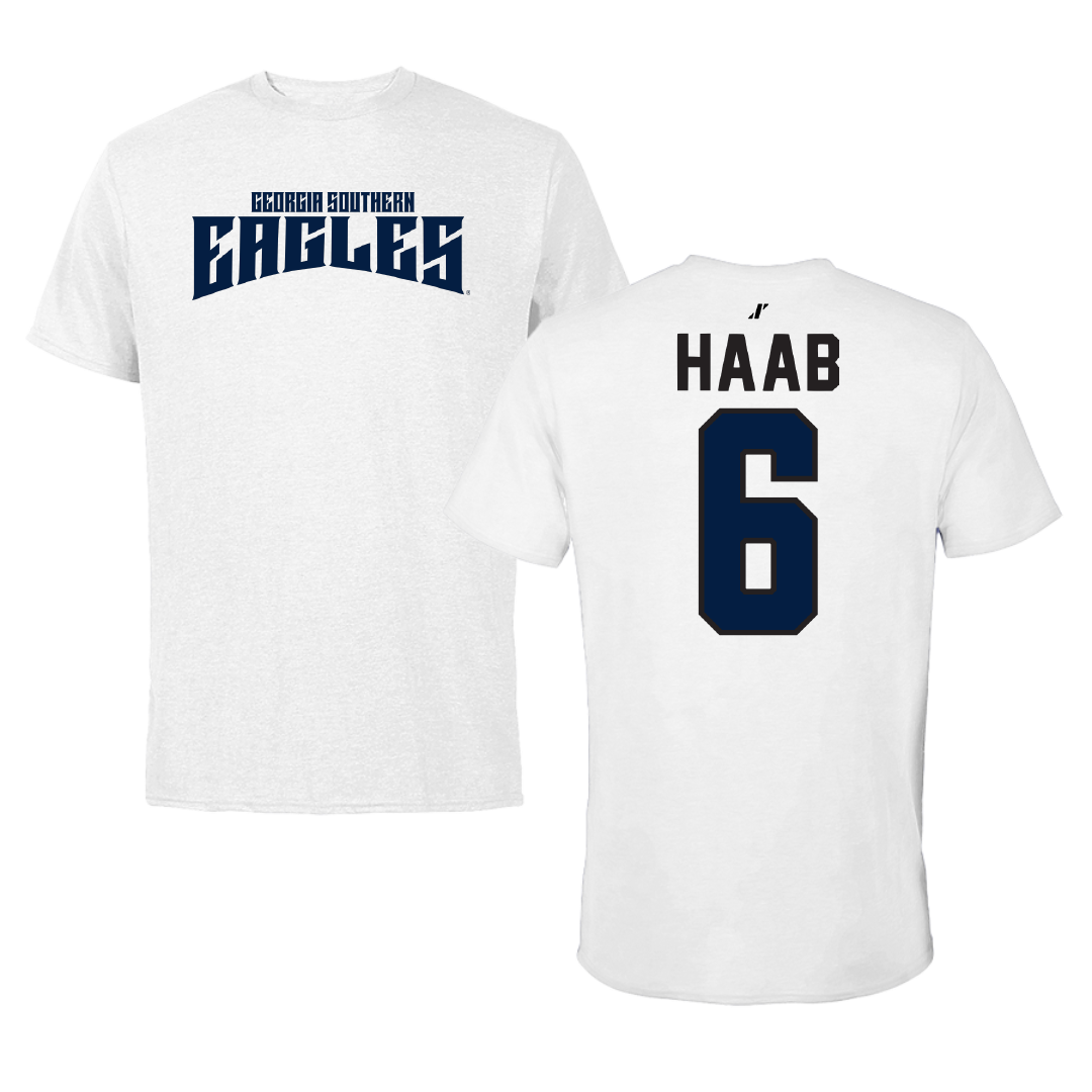 Georgia Southern University Baseball White Classic Tee - #6 Daniel Haab