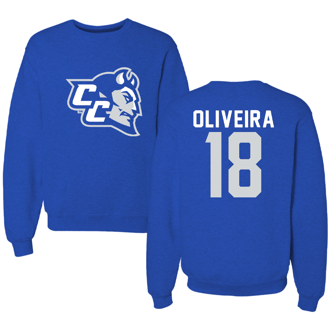 Central Connecticut State University Softball Blue Crewneck - #18 Victoria Oliveira