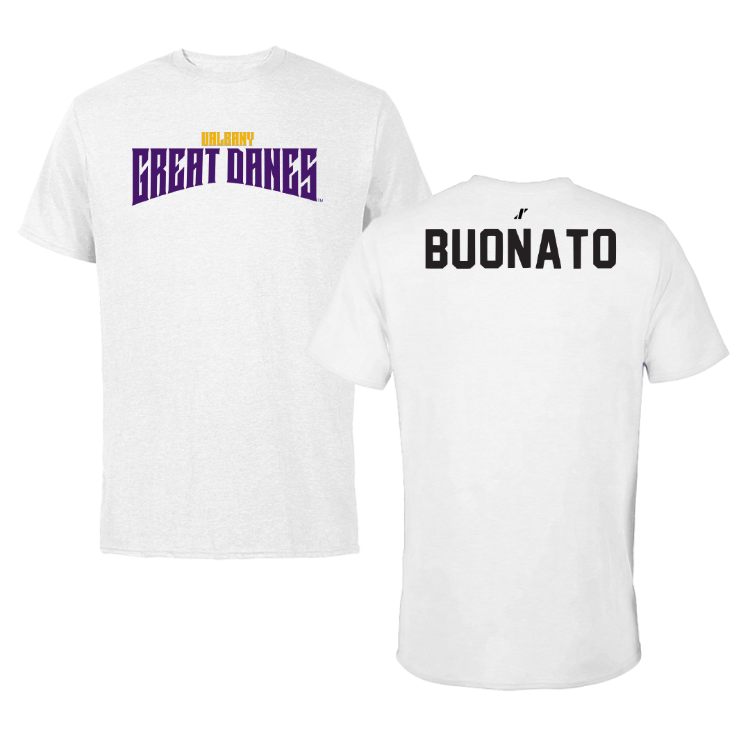 University at Albany Cheer White Classic Performance Tee - Angelina Buonato