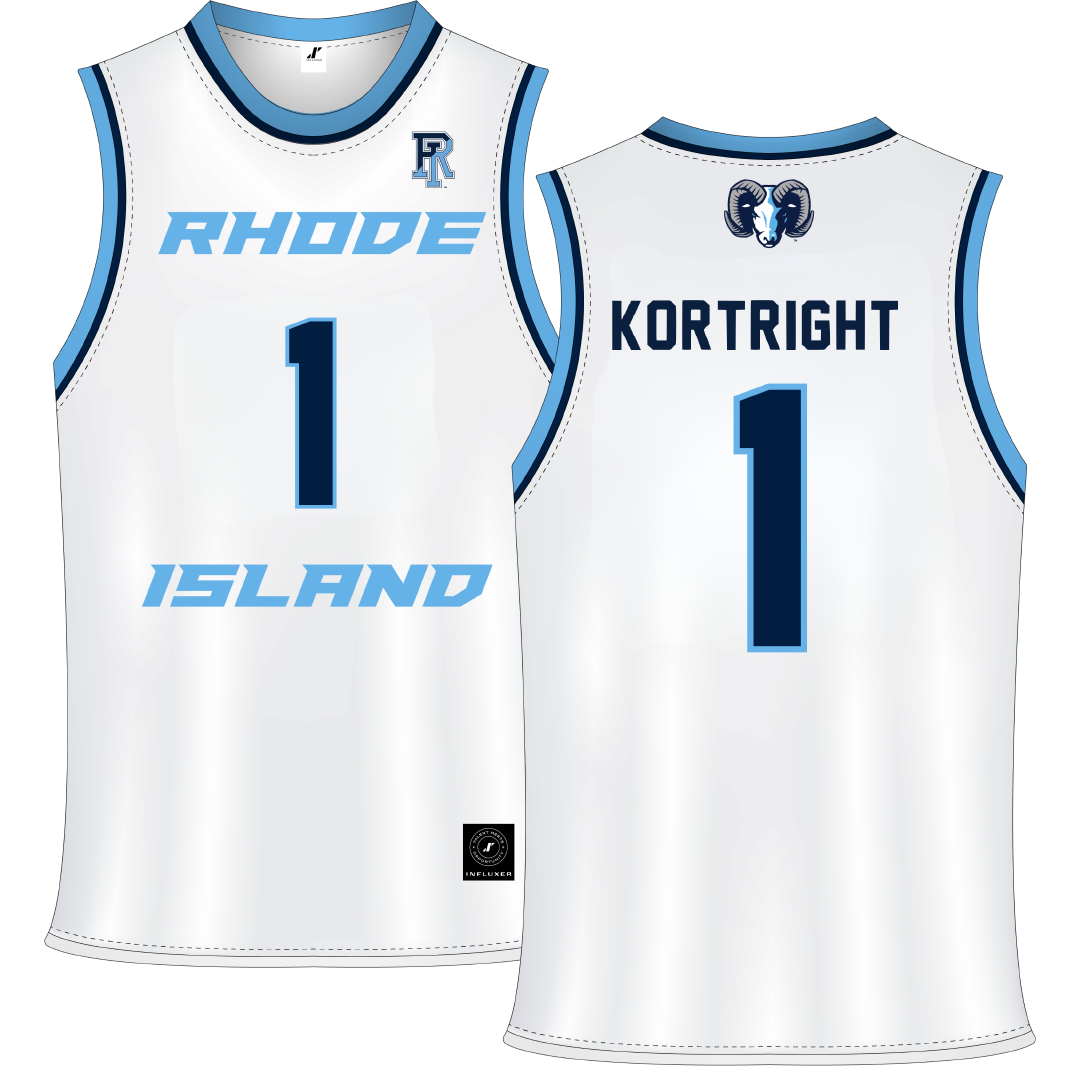 University of Rhode Island White Basketball Jersey - #1 Luis Kortright