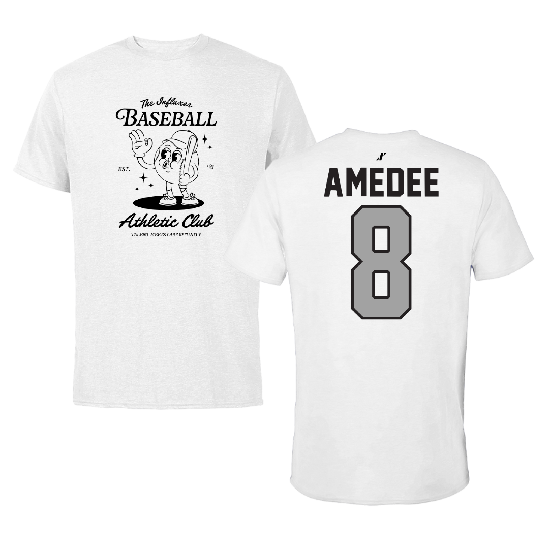 Baseball White Influxer Athletic Club Tee - #8 Lee Amedee