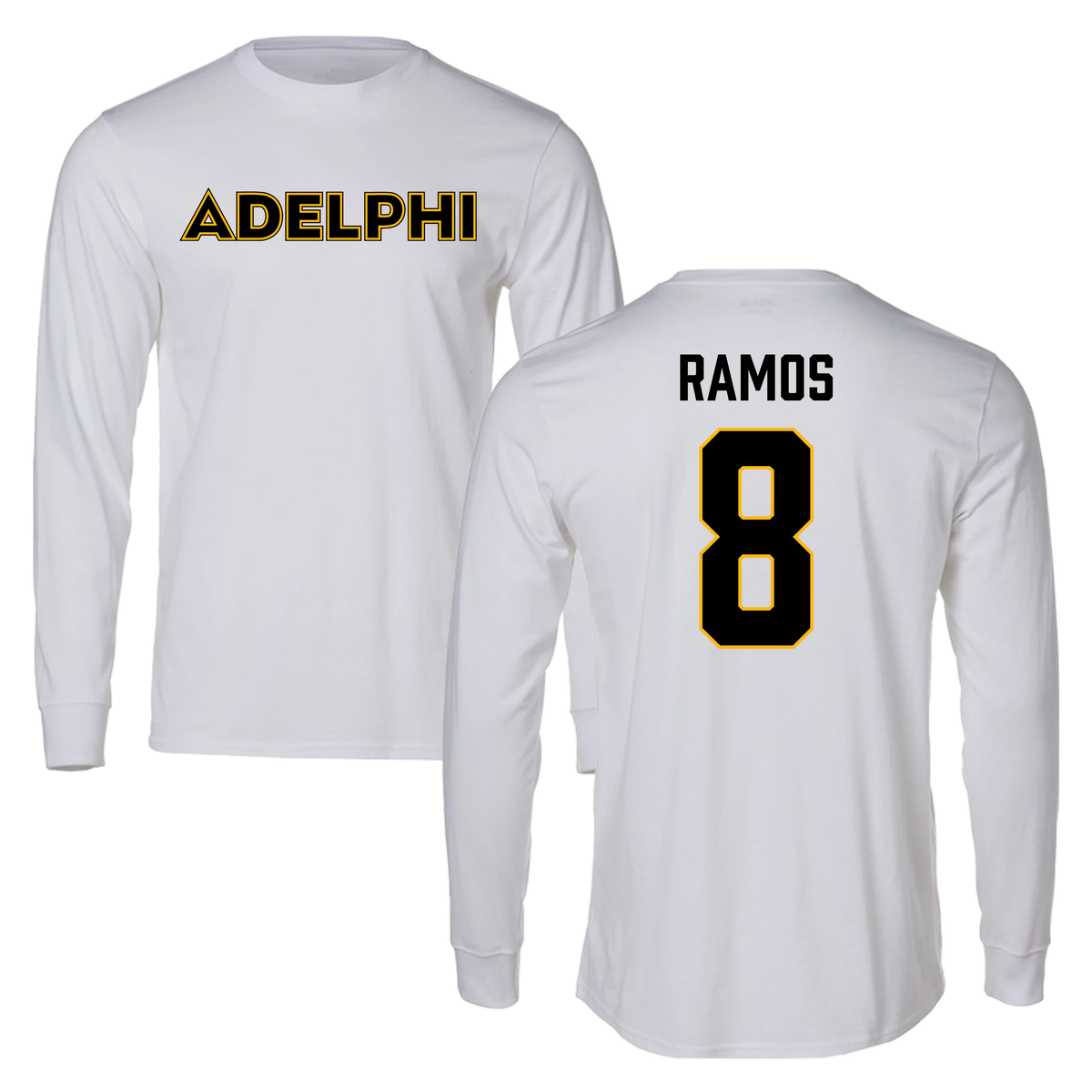 Adelphi University Baseball White Long Sleeve - #8 Albert Ramos