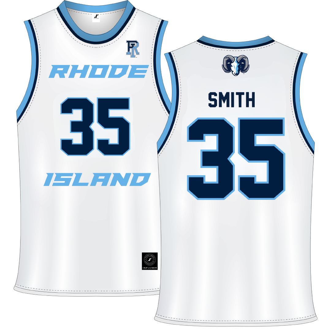 University of Rhode Island White Basketball Jersey - #35 Jameson Smith
