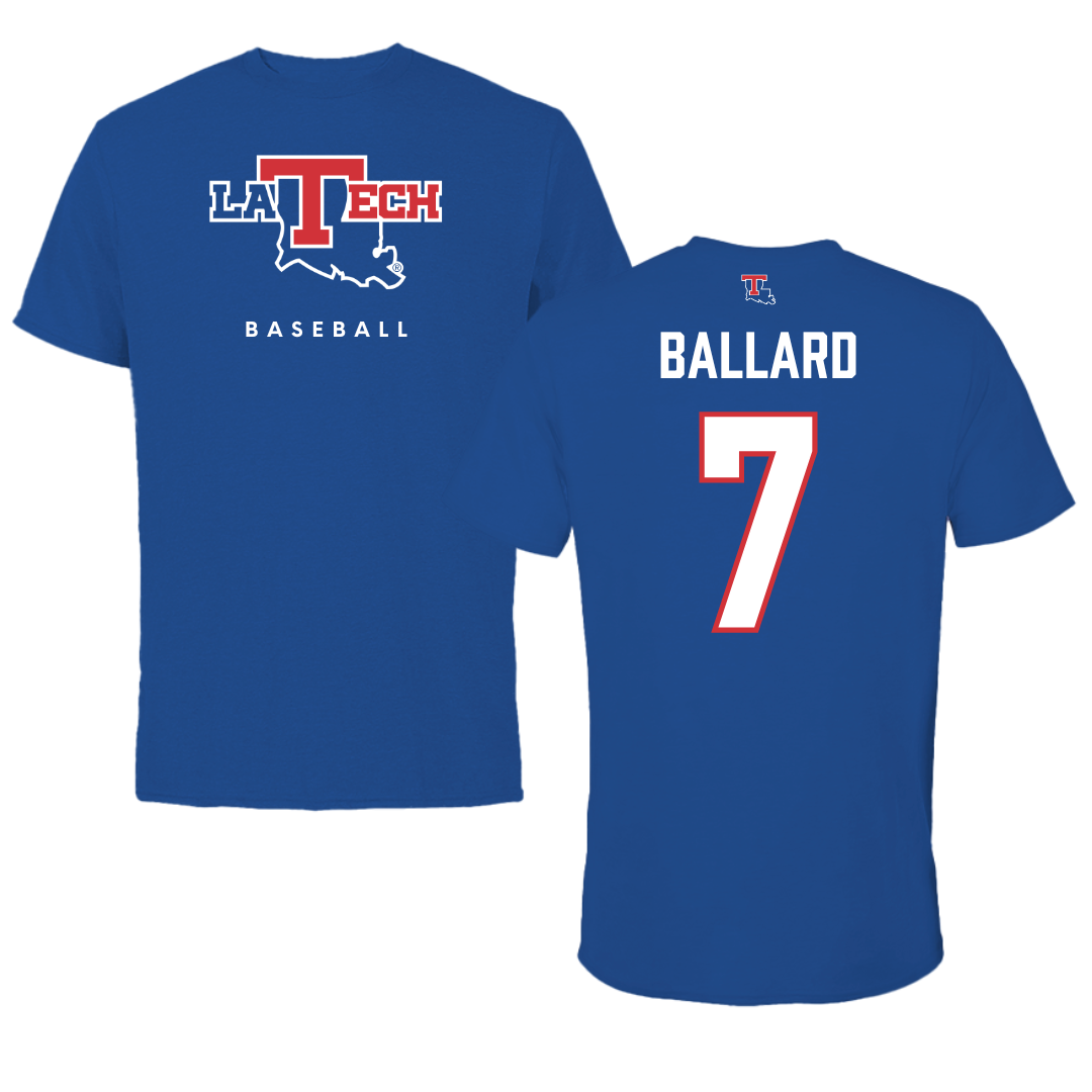 Louisiana Tech University Baseball True Royal Performance Tee - #7 Mike Ballard