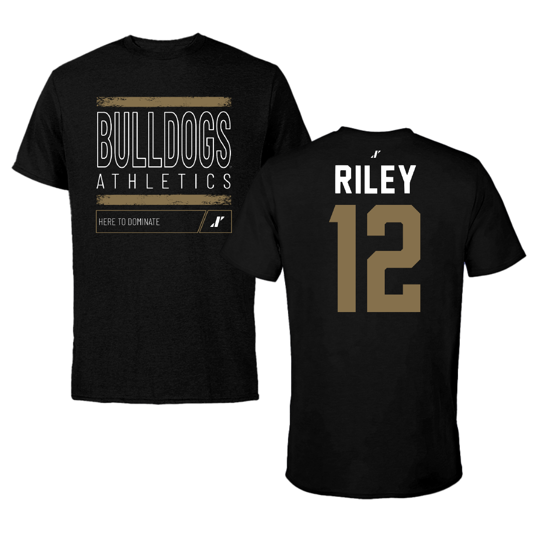 Bryant University Football Black Dominate Tee - #12 Tristen Riley