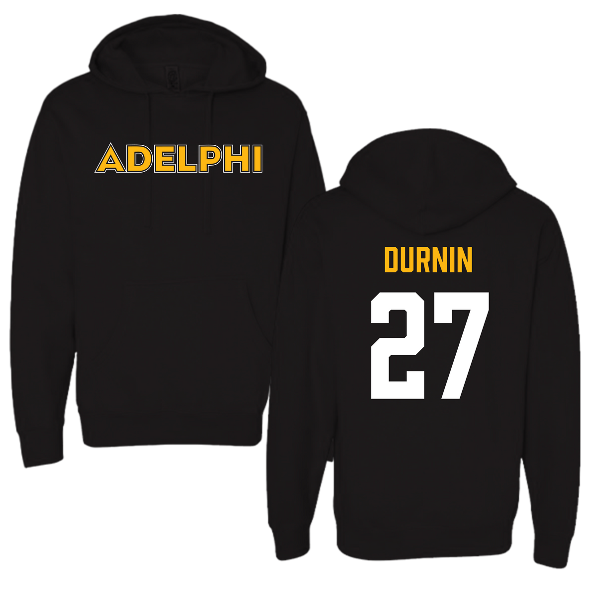 Adelphi University Lacrosse Black Hoodie - #27 Ryan Durnin