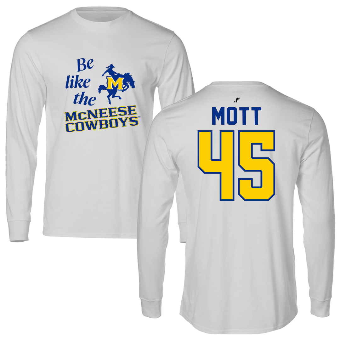 McNeese State University Baseball Light Gray Be Like Us Long Sleeve - #45 Marcus Mott