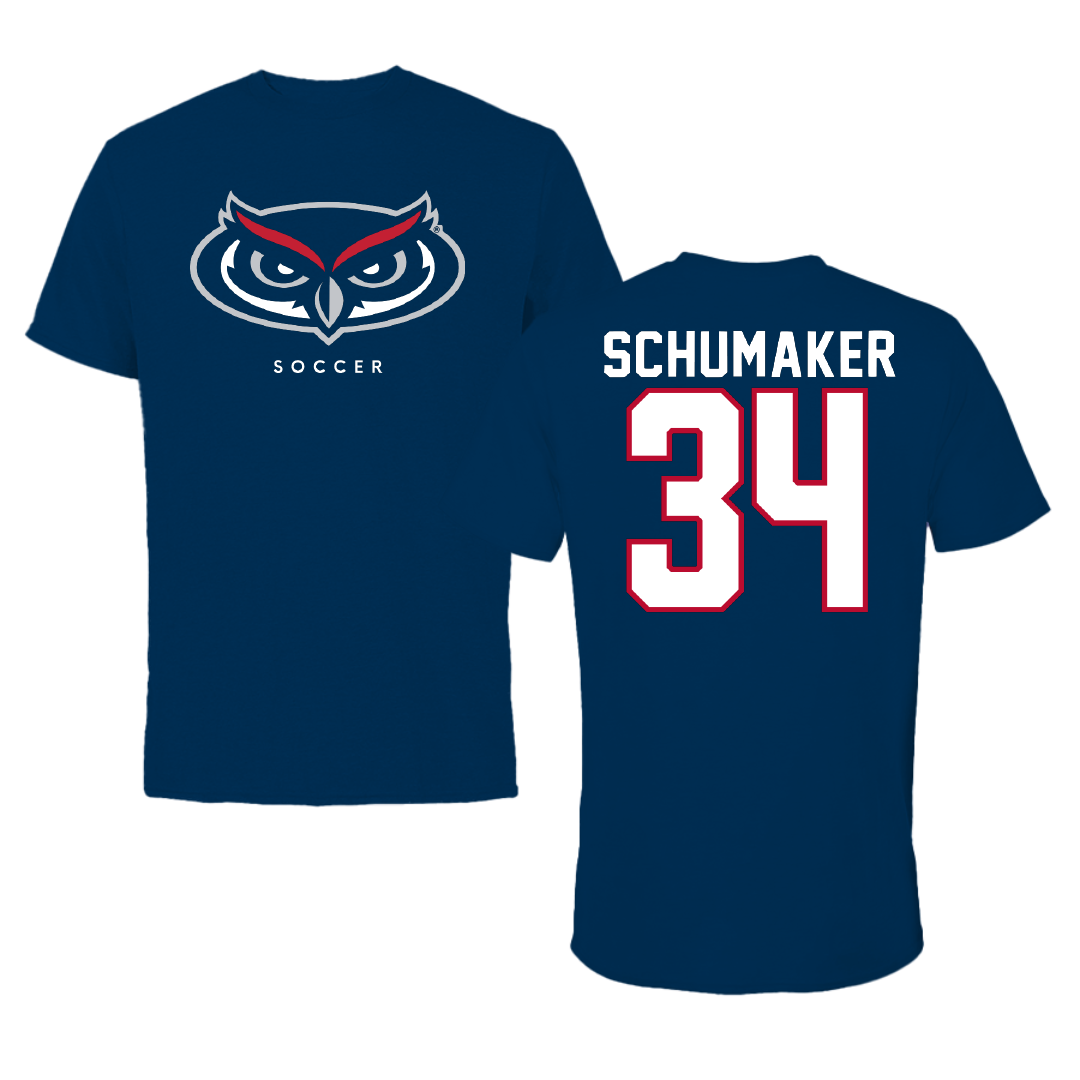 Florida Atlantic University Soccer Navy Mascot Tee - #34 Ethan Schumaker