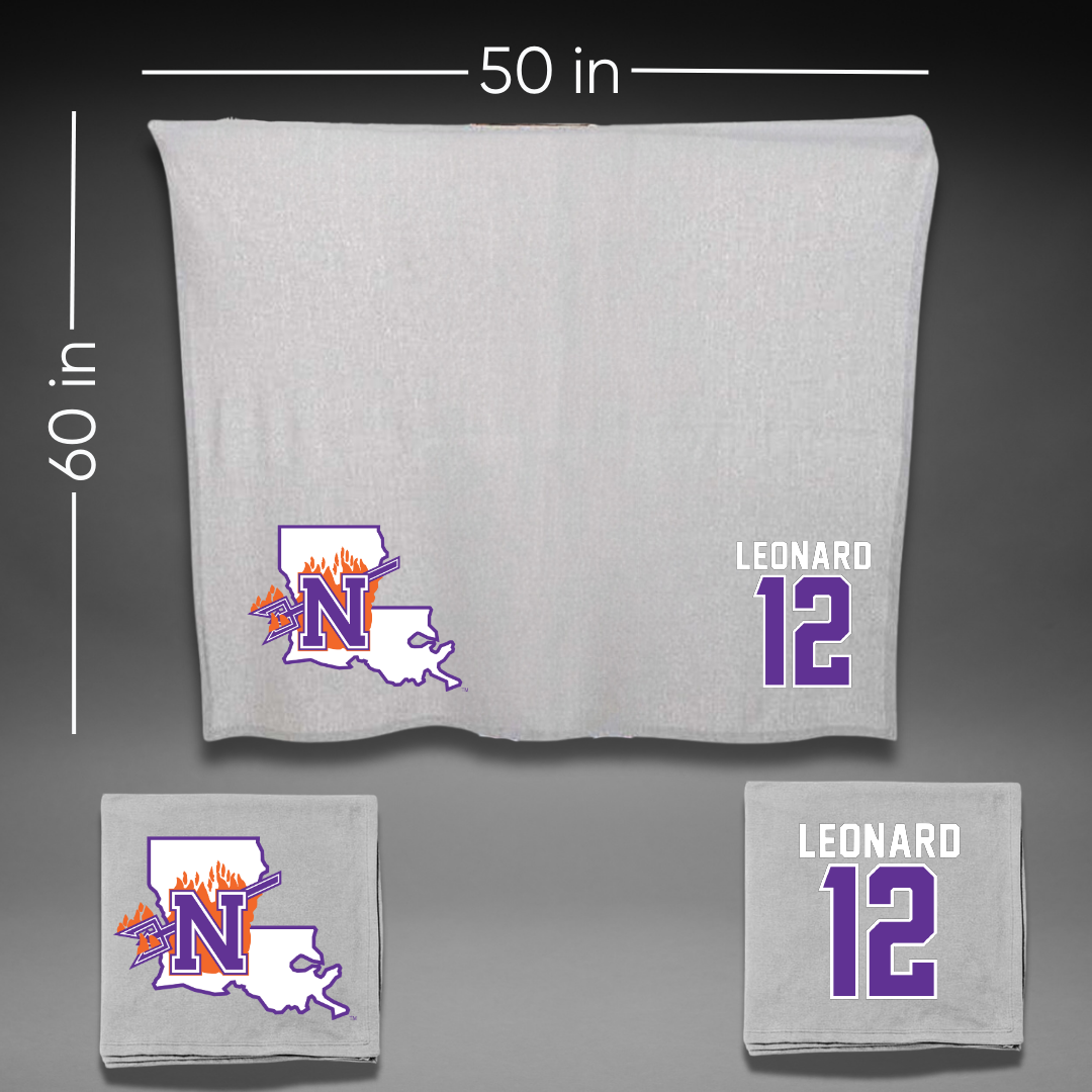 Northwestern State University Baseball Gray Blanket - #12 Bryce Leonard